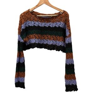 Urban Outfitters Crochet Crop Top Long Sleeved Colorful Size Medium